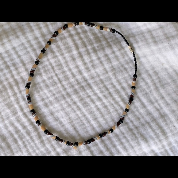 Beaded necklace from West Africa. Unique and timeless. Blues and browns. Beachy. - Picture 4 of 5